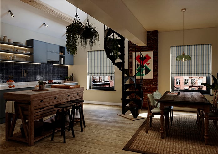 Santorini Stripe, Ocean - Twist&Fit Roman Blind - Image 7